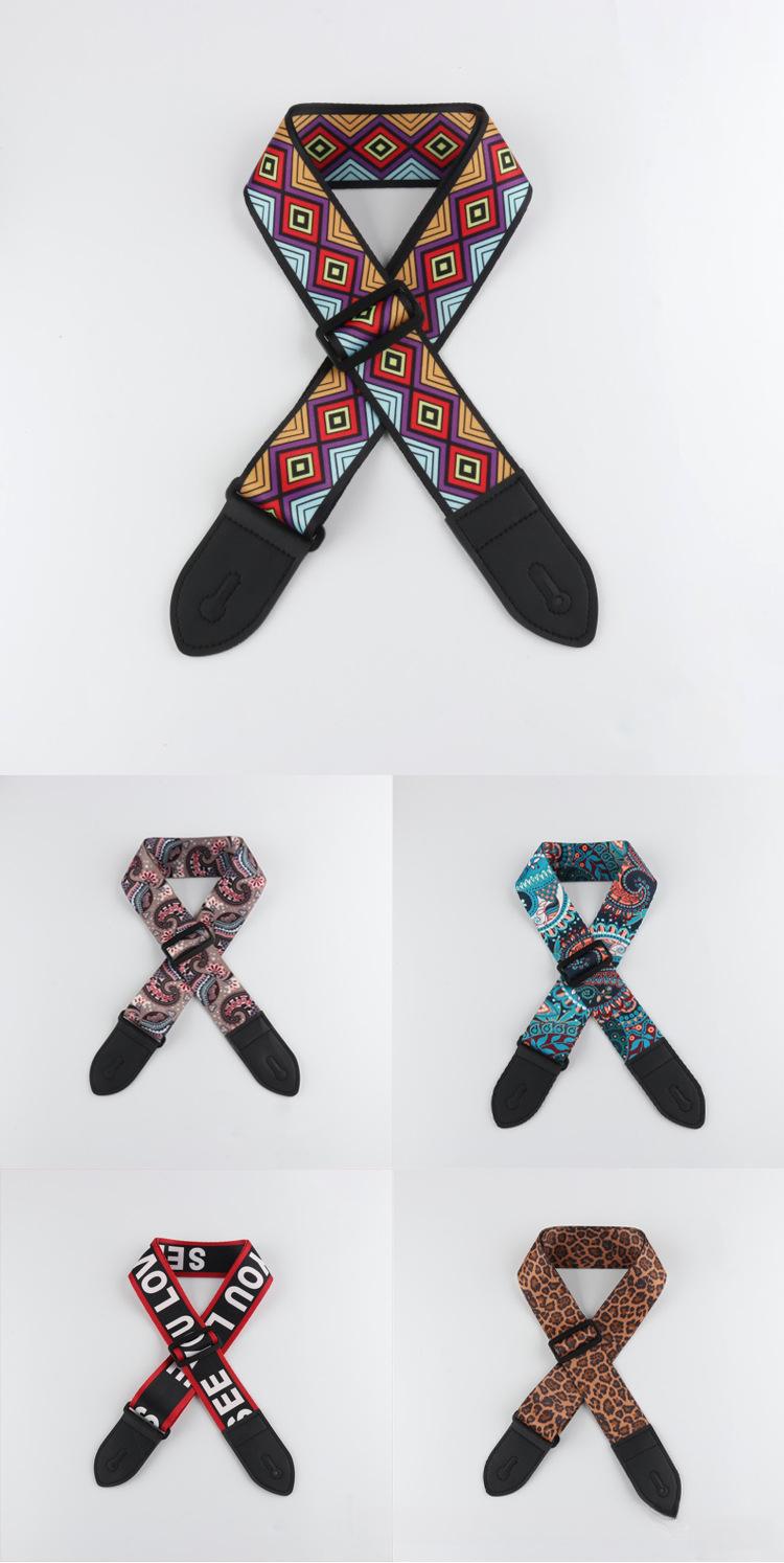 5CM Guitar Embroidered Strap Folk Style Unisex Crossbody Shoulder Strap Crossbody Bass Strap Musical Instrument Accessory