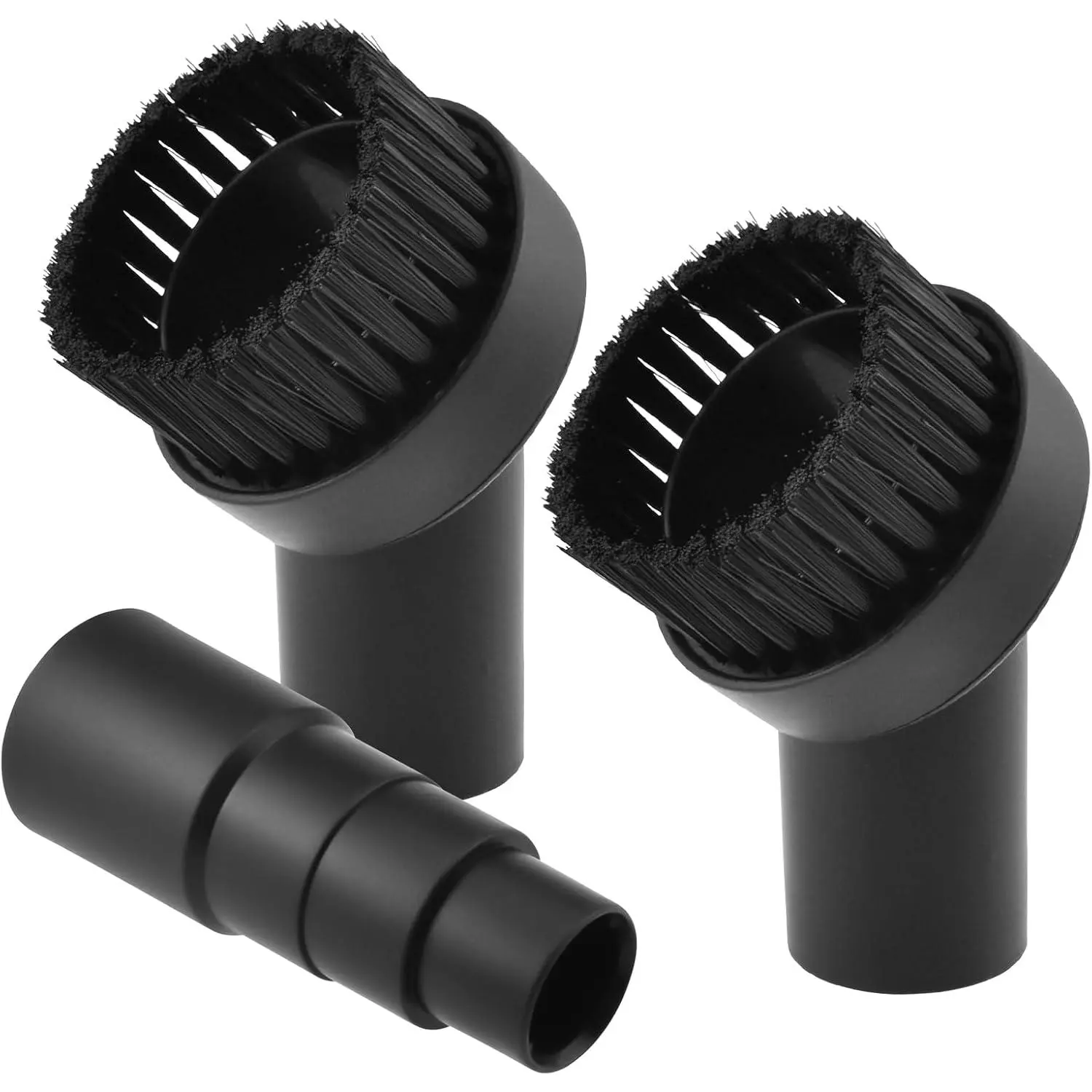 2 count Black Round Vacuum Brush, 1-1/4"  Vacuum Dust Brush, 25mm Vacuum Brush Attachment with Four-Layer Vacuum Adapter for  Vacuum Cleaners Accessories