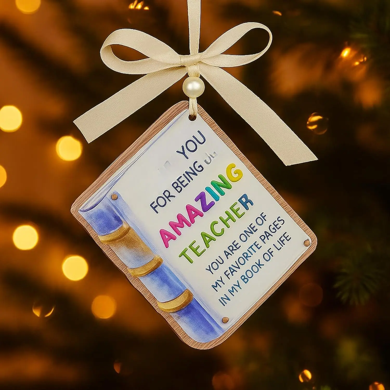 Teacher Book Teacher Ornament for Christmas Tree Teachers Appreciation Gifts from Student for Xmas Tree   Decoration