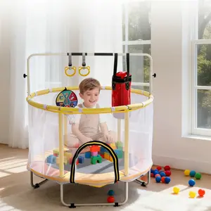 54-in Sports Mini Trampoline for Toddlers - Anti-Slip Design, Safety Net, Boxing Bag, Ring, Basketball Hoop, Adjustable Gym Bar, Bouncing Workout Option, Indoor-Outdoor Kids Gift (Net Fitness Trampolines Category)