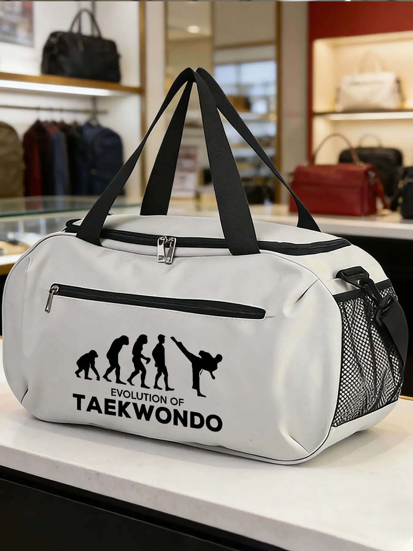 Evolution Of Taekwondo Pattern Crossbody Bag, Sports Shoulder Bag, Basketball Bag, Suitable for Daily Sports and Commuting. Durable with Large‑capacity Space, Adjustable Shoulder Strap, Trendy Fashion Item, An Ideal Gift.