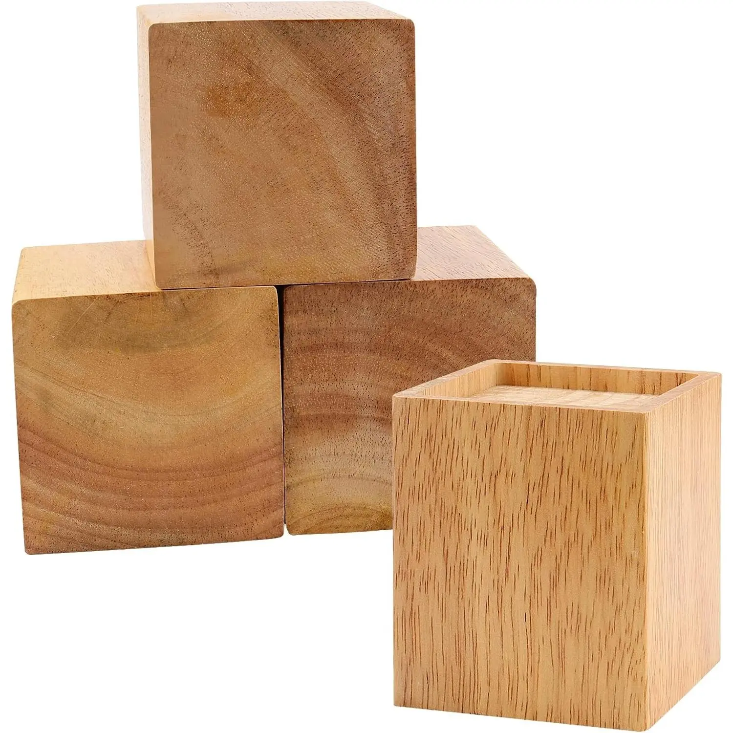 4 Pack 4 Inch Heavy Duty Solid Wood Square Furniture Risers, Fit for Bed, Couch, Sofa, Table, Chair, Desk