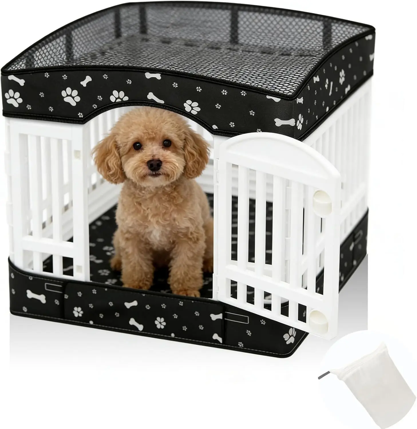 Dog Playpens Cover and Bottom Mat Set,Playpen Not Included, Non-Slip Dog Crate Covers 36 Inch, Dog Playpen Bottom Pad, Washable Reusable Puppy Playpen Pad for Pet PlayPen, Dog Kennel Covers 36 Inch