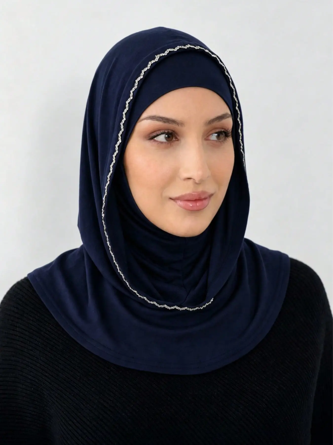 1pc Rhinestone Headscarf Mask, Elastic Knit Wrap Headband, Lightweight and Stretchy, Ideal for Prayer, Travel, Work, Daily Wear