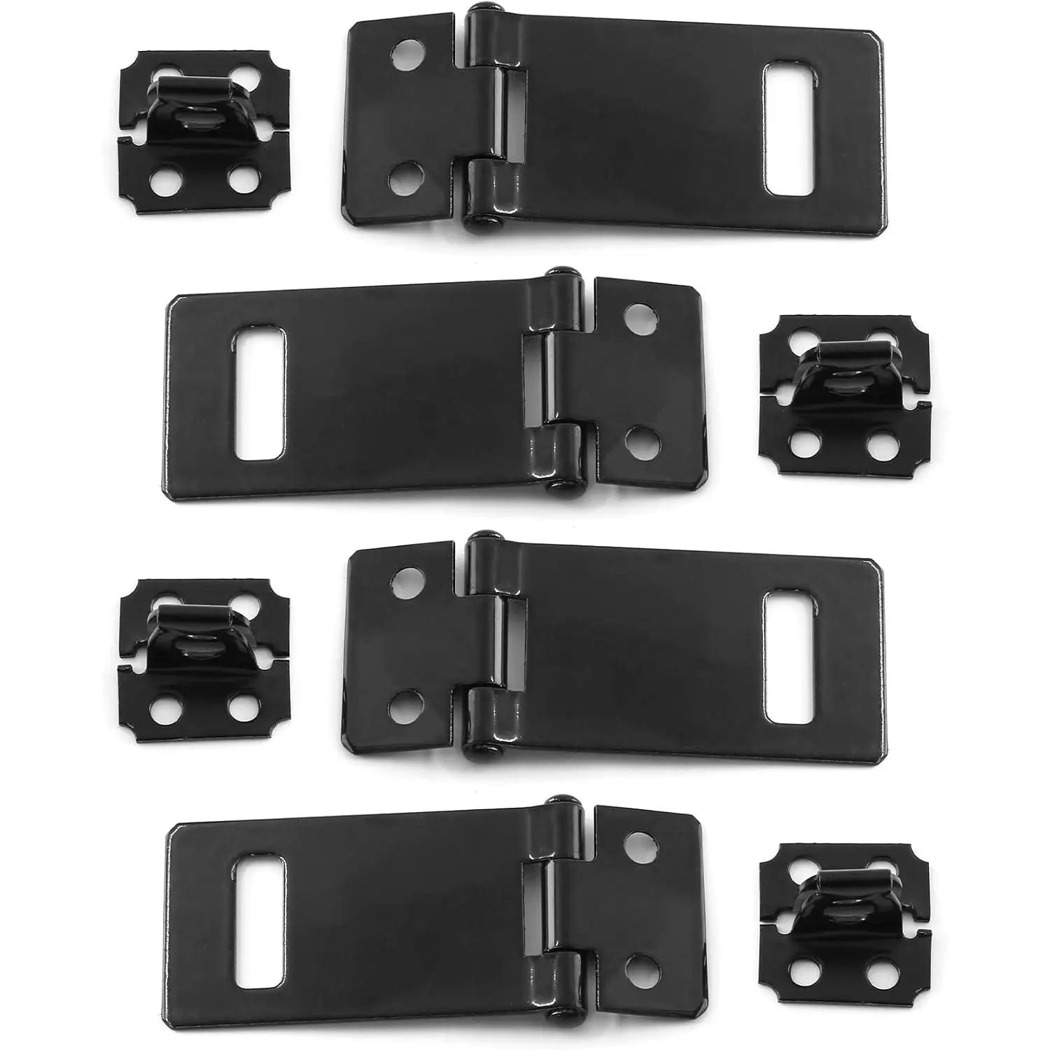 2 Inch Padlock Hasp, Black, 4 count Door Slide Latch Lock |  Door Clasp, Painted Iron Gate Bolt Lock Hasp, With Screws, For Door Gate, , Garden, Yard