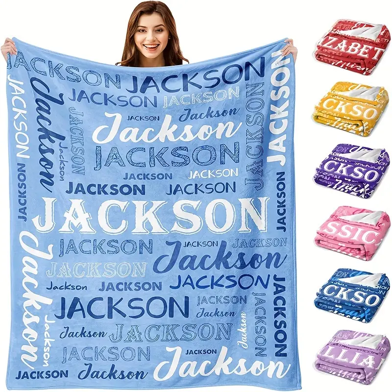 [Customized] 1pc Personalized Name Letter Flannel Blanket - Suitable for all seasons, a perfect gift for Christmas, birthdays, and holidays,Tree,Photo,warm,,Oogie,digital,print