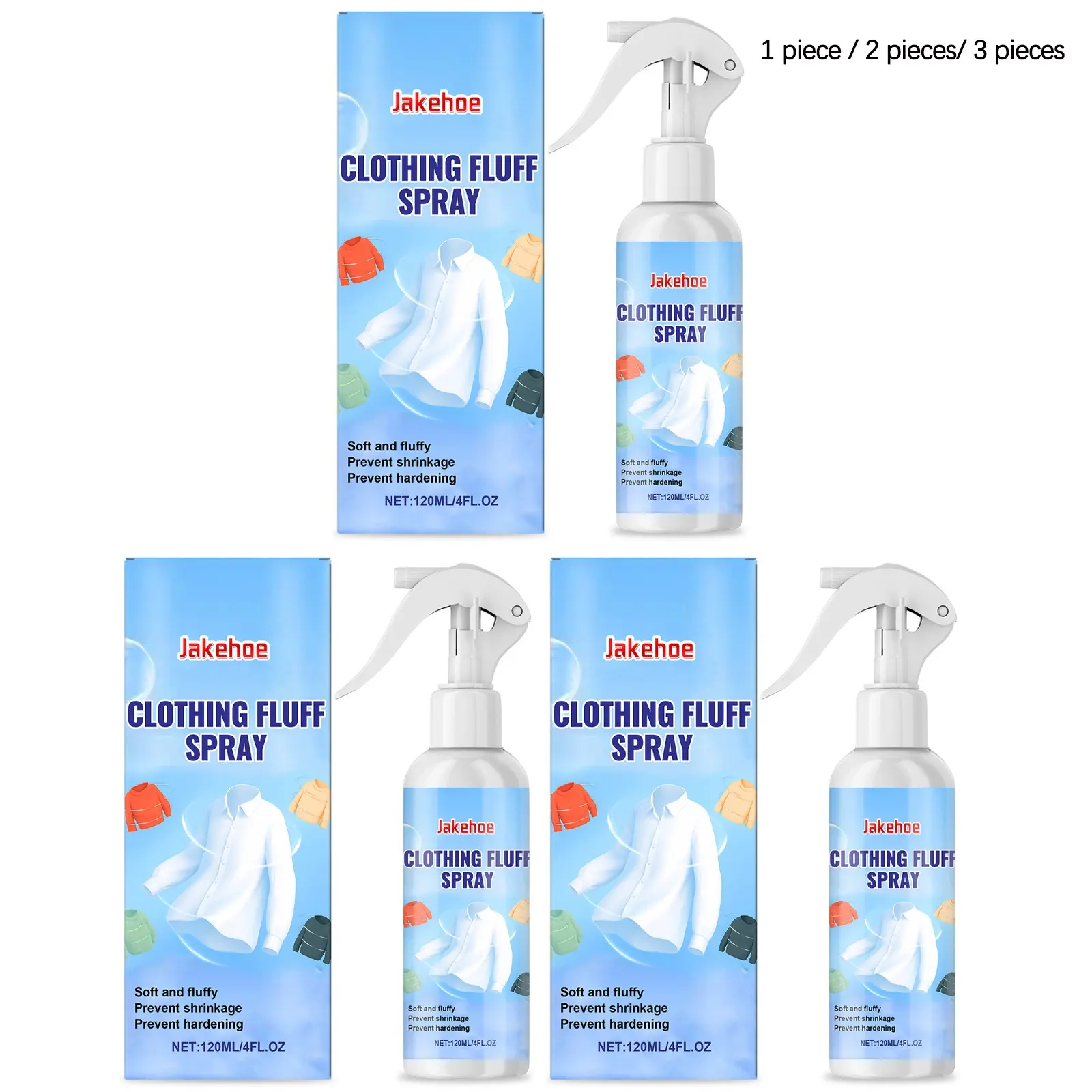 Clothing Anti-Static Spray (120ML/120ML*2/120ML*3), Gentle Freshness, Iron-Free Fabric Care, Wrinkle Removal, Non-Greasy