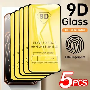 5 Pcs 9D Tempered Glass Protective Screen Protector for iPhone X/XS/XR/XS Max/11/12/13/14/15/16/16e/17e/17/Pro Max/Air Series, High-Definition Glossy Finish, Easy Installation, Scratch & Impact Resistant, Anti-Fingerprint, Accessories