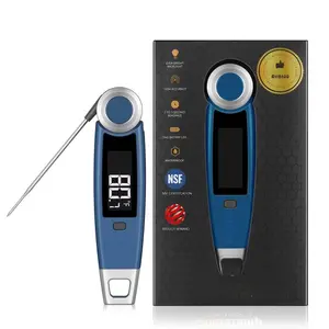 Finaltouch X10  Read Digital Meat Thermometer NSF Certified  Professional for Cooking Grilling BBQ Baking Candy Oil with Rotating Probe and Backlit Display (Royal Navy)