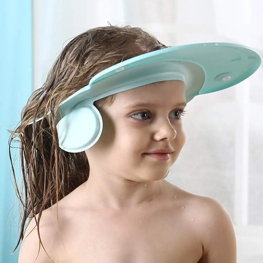 Children Bath Shower Cap wash Shampoo Visor Shield hat Prevent Water Entering The Eyes and Ears Bathing tub Head Hair Rinser Protection Kids Toddler Baby (Blue) New model