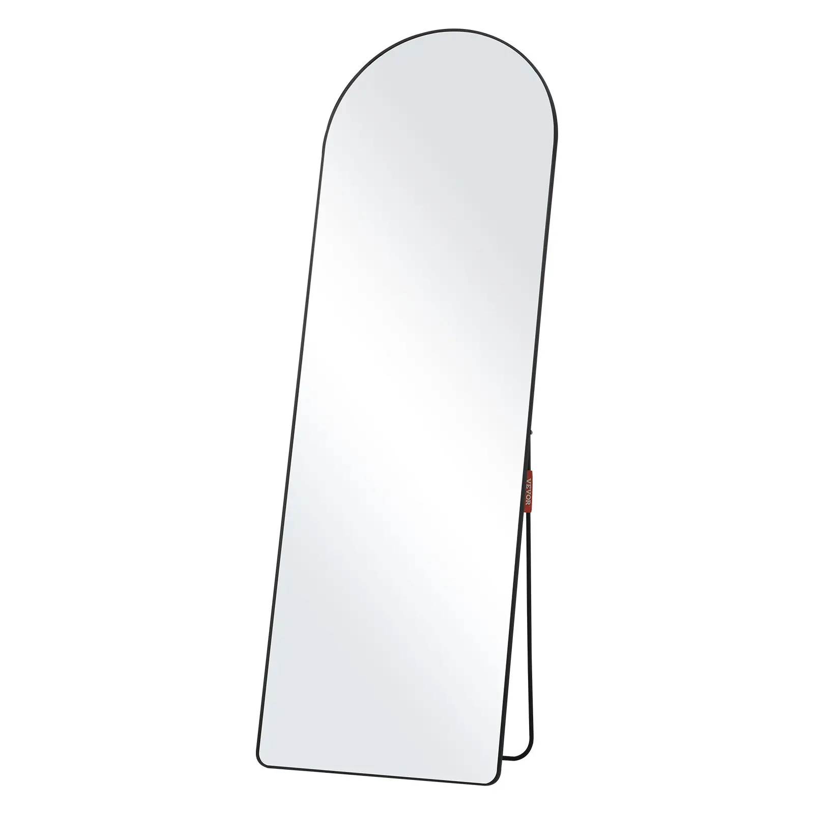 VEVOR 65x22in Arch Curved Tall Dress Mirror, Minimalist Black Aluminum Frame, Glass Surface, Multiple Install Options - Standalone, Wall Mount, Decorative Indoor Bedroom Furniture