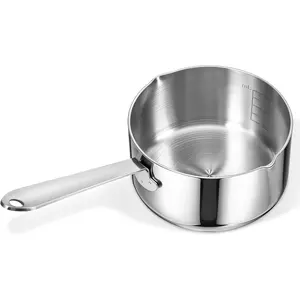 0.5 Quart Small 18/10 Tri-Ply Stainless Steel Butter Warmer Measuring Sauce Pan with Dual Pour Spouts