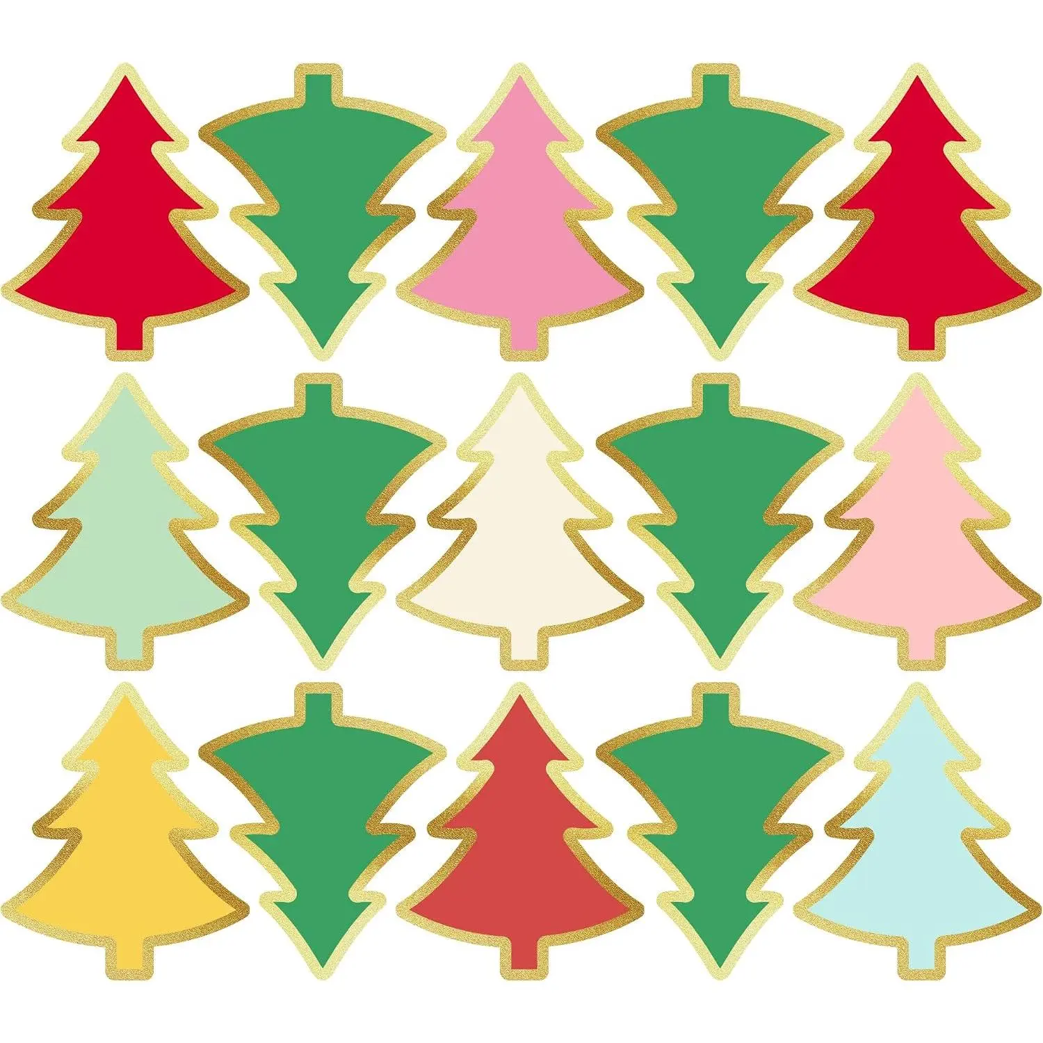 Colorful Christmas Tree  Foil Stickers, 225 count | 1.04x1.26in Christmas sticker set for cards,  wrap, envelopes, scrapbooks, holiday packaging and presents