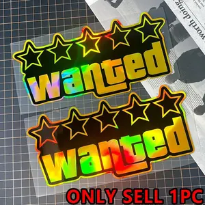 1PC Limited Edition Five-Star WANTED Waterproof Vehicle Decals Suitable for Cars, Motorcycles, Electric Vehicles, Bicycles, Laptops and Luggage Decoration Creative and Durable Bodywork Scratch Concealment Stickers