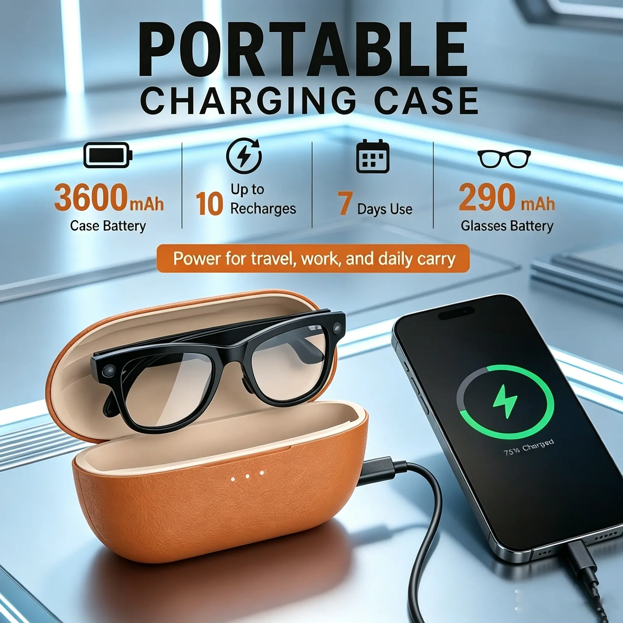 2026 M02 Ultra Smart Glasses, 8mp Camera, 3600mah Portable Charger, Photochromic Lenses, Real-Time Translation, Unisex Sunglasses