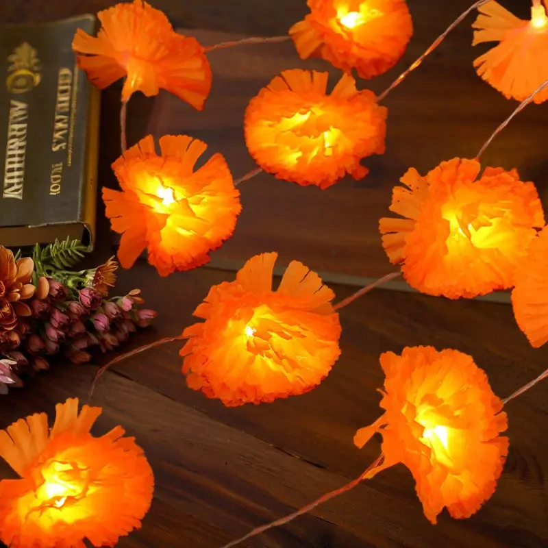 Chrysanthemum Flower Ring Light String, String Lights, Ideal for Halloween, Memorial Events, Weddings, Festival Decorations, Home Decoration