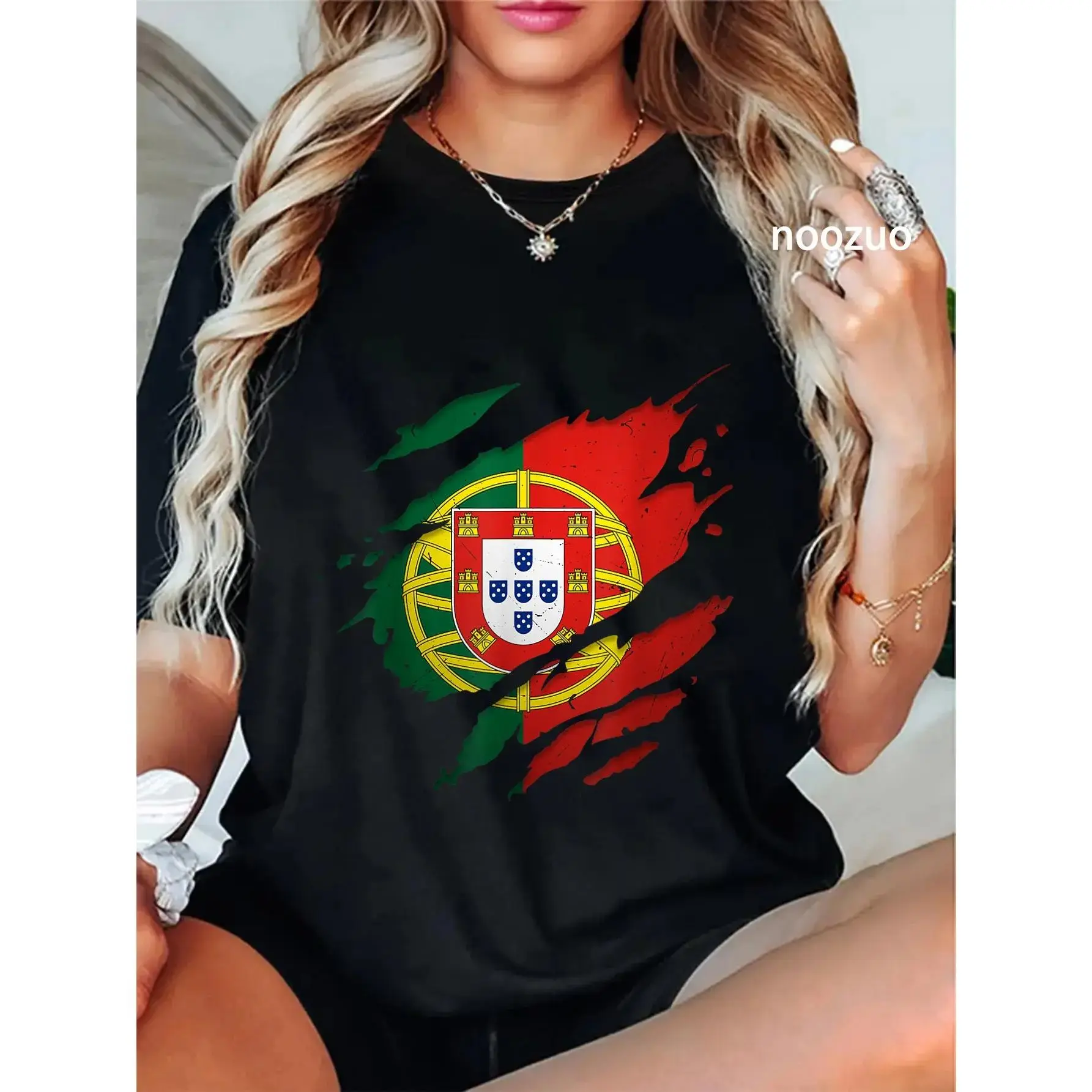 Cotton Proud Portuguese Shirts Torn Ripped Portugal Flag T-Shirt