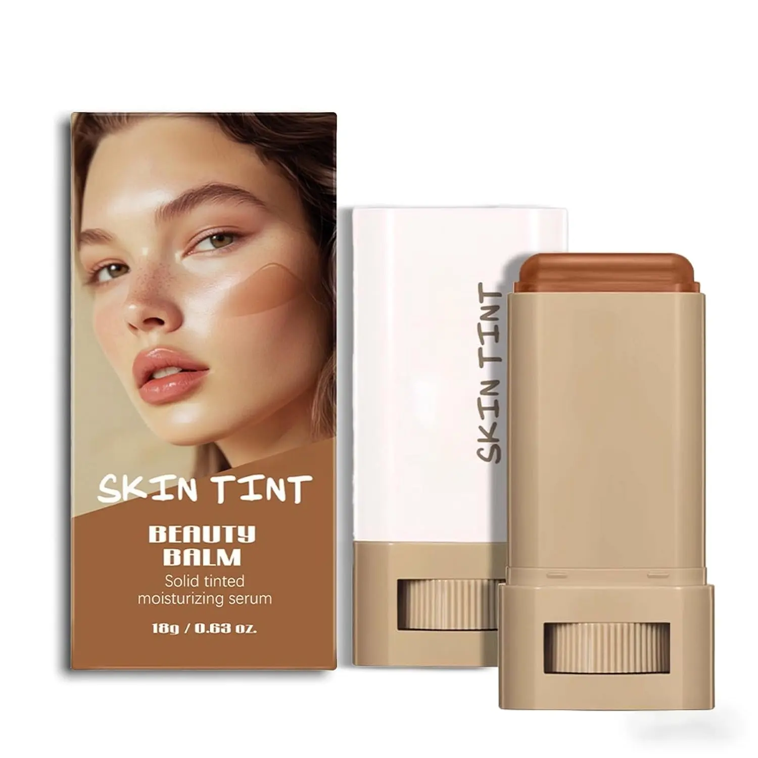 Honey-Infused Vegan Skin Tint & Contour Stick - Hydrating Serum Beauty Balm Foundation Stick, Buildable Coverage for Natural Look, Quick Application, Blend Thoroughly for All Skin Types Daily Use, Hydrates