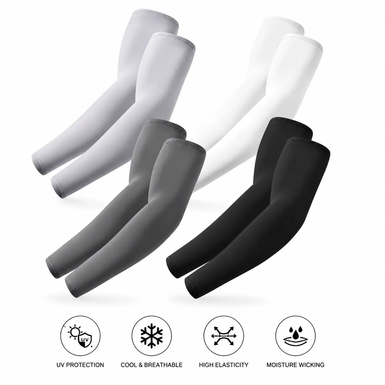 4-Pack UV Protection Arm Sleeves – UPF 50+ Cooling Compression Sleeves for Men & Women, Sun Protection for Golf, Running, Cycling & Outdoor Sports