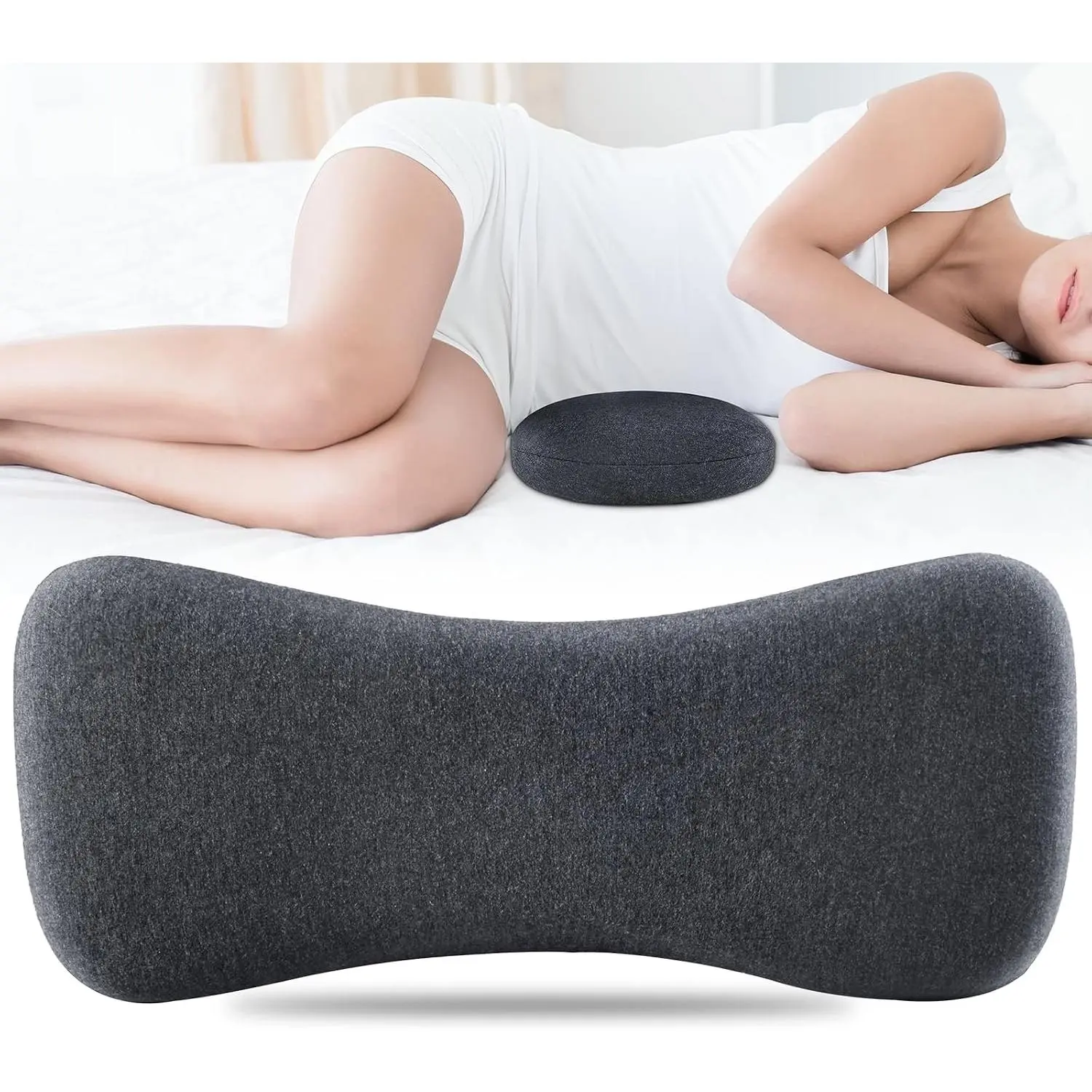 Lumbar Pillow for Sleeping Lumbar Pillow for Back Pain Relief Back Pillow for Side,Back and Stomach Sleepers-Bed Wedge Bolster Pillow Bed Pillow(Gray)