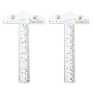 2 Pack 6 Inch Clear Acrylic T-Square Ruler, Dual Side Measuring Transparent T Ruler Drafting Tool for Crafting, General Layout Work and Art Framing
