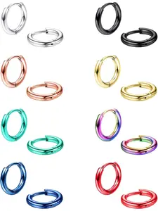 8 Pairs 316L Surgical Stainless Steel Small Hoop Earrings for Men Women Hypoallergenic Huggie Hoop Earrings Cartilage Helix Lobes Sleeper Hoop Earrings Set 18G 20G 8mm/10mm/12mm/14mm