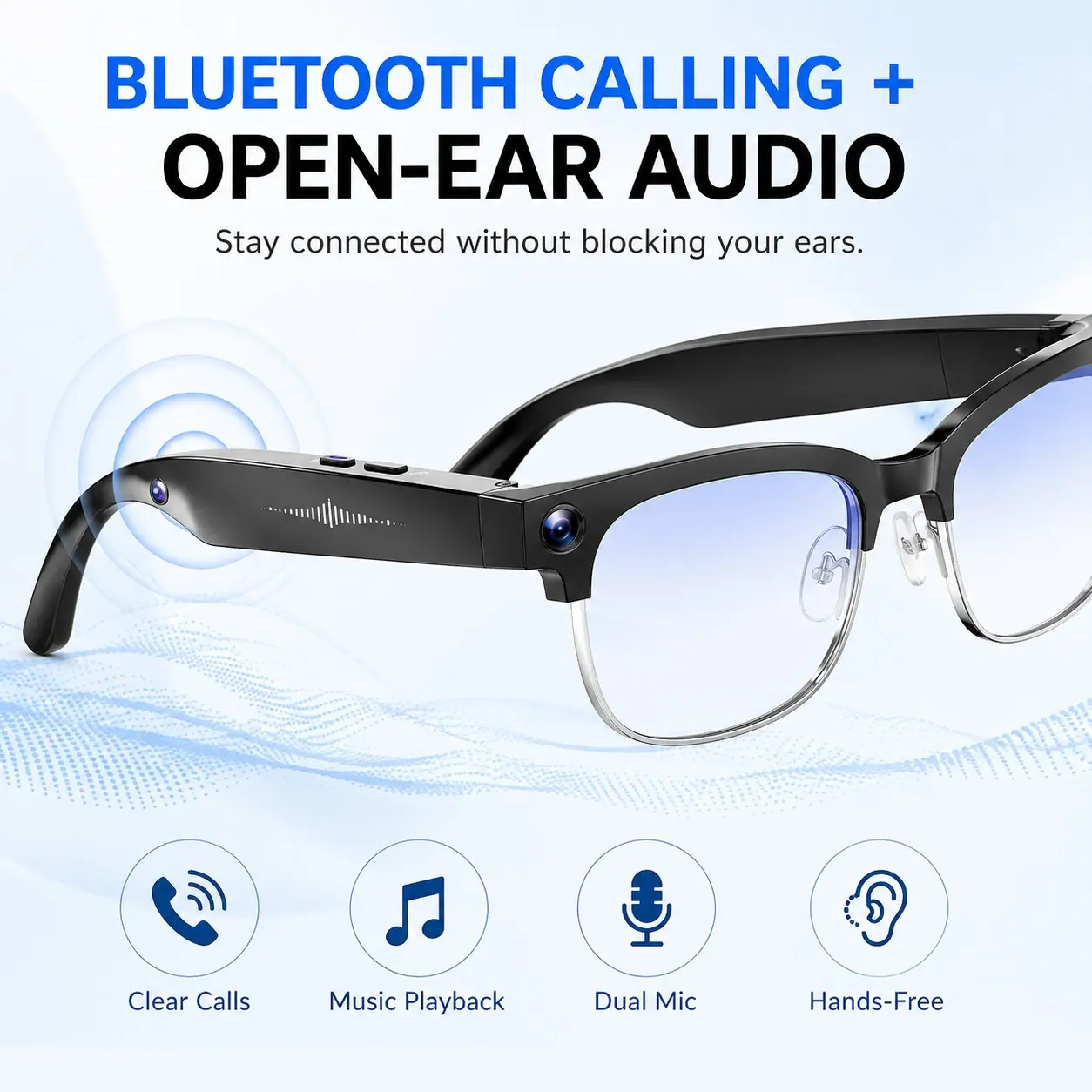 Long Battery Multifunctional Smart Glasses with Camera, HD Photo and Video, Ai Voice Control, Object Recognition, Real-Time Translation, Tr90 Frame