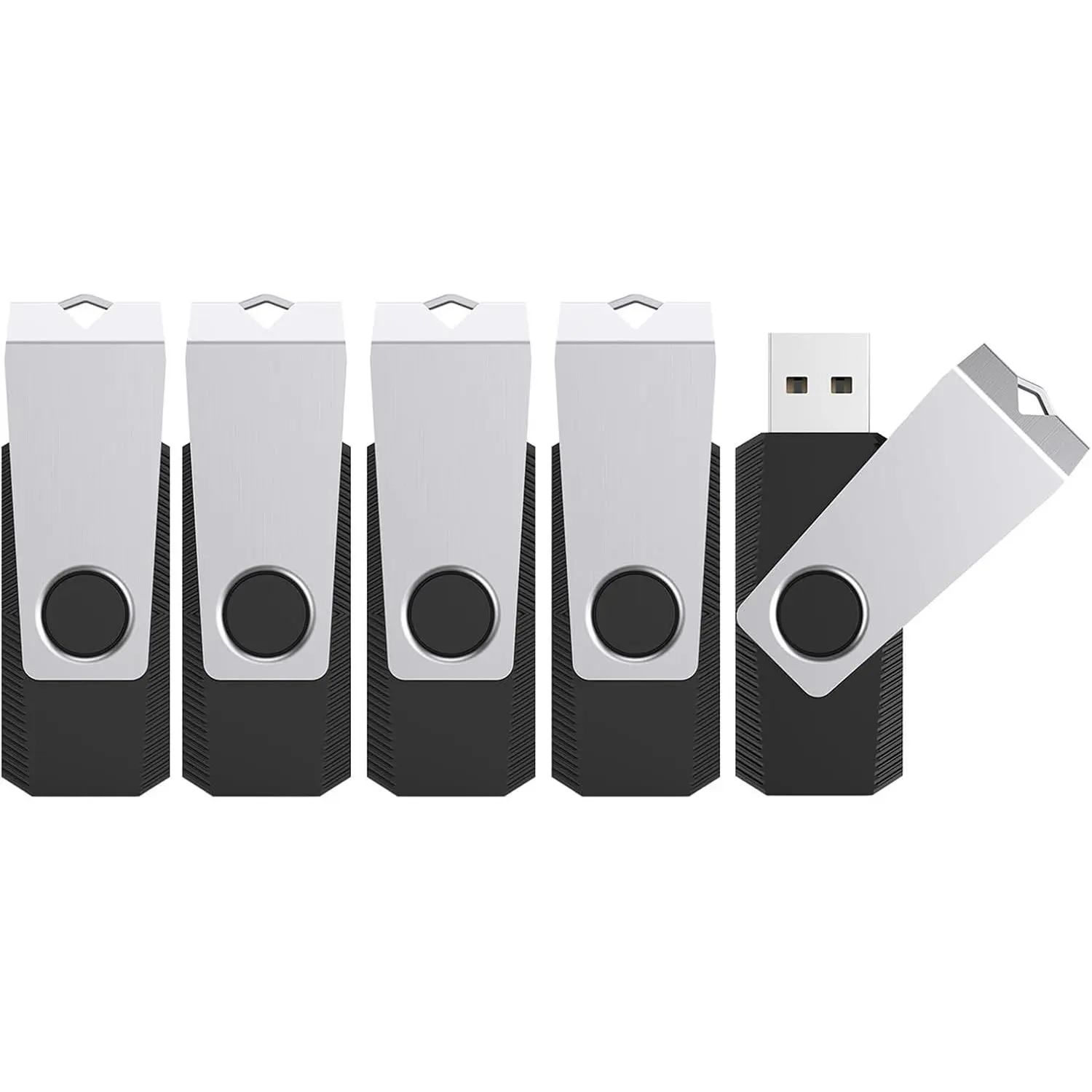 32GB Flash Drive 5 Pack Bulk, USB2.0 Thumb Drive USB Stick for Data Storage Backup, Jump Drive Pen Drive Zip Drive Memory Stick with , USB Storage Flash Drive Swivel Design