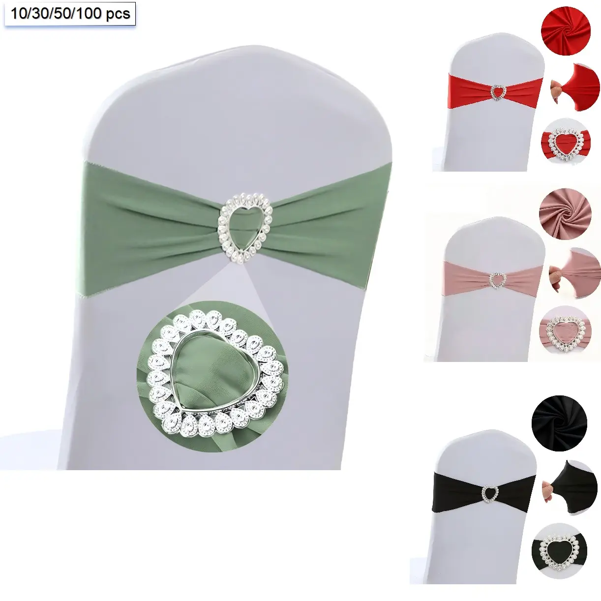 Heart Shaped Chair Sash Belt, Trendy Chair Decor Straps, Perfect for Weddings, Bridal Showers, Birthdays, Banquet Parties, Chair Cover Sashes