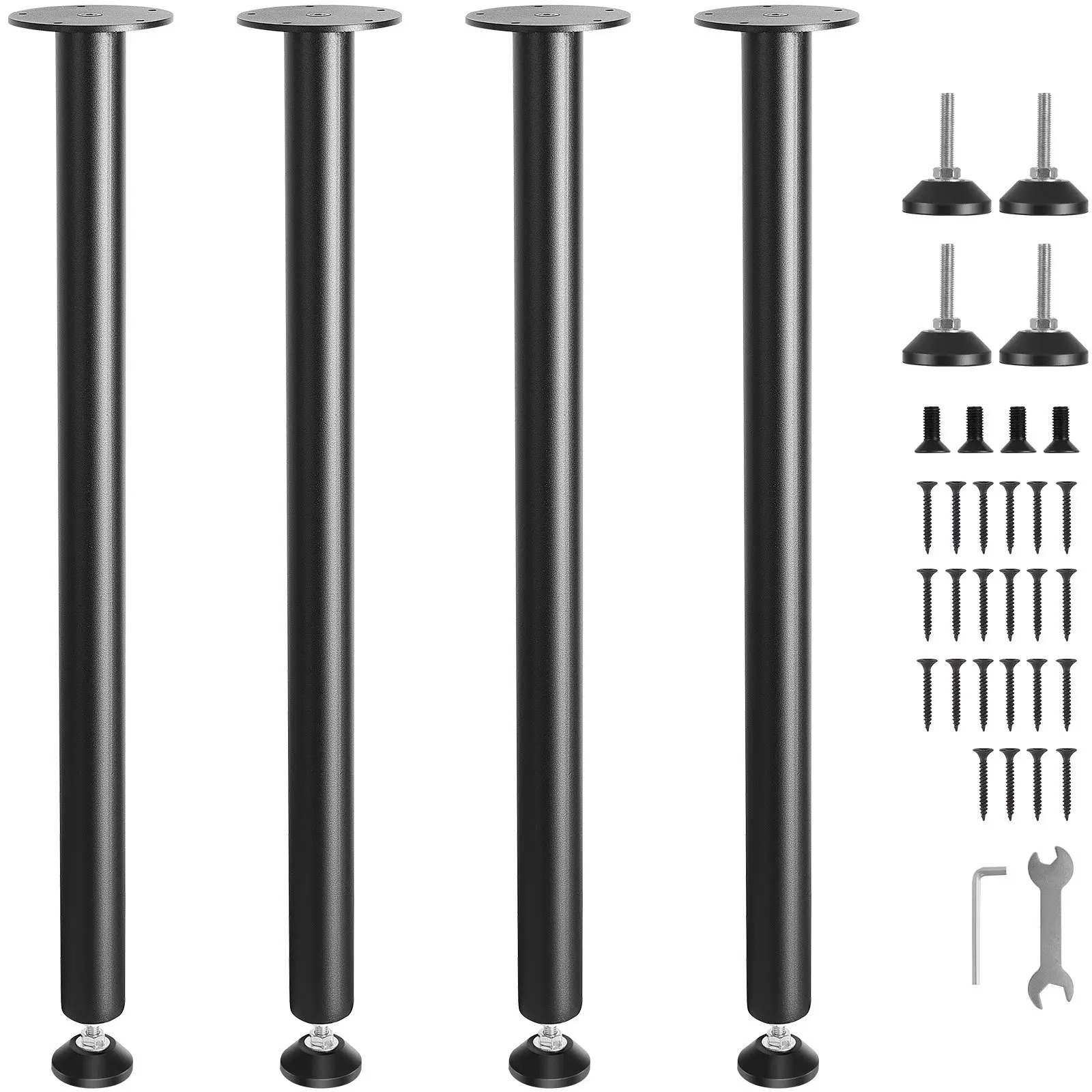 【toolupgrade】VEVOR 30 Inch Adjustable Desk Legs, Reinforced Steel Office Table Furniture legs Set of 4 for DIY, 1200 lbs Load Capacity Heavy Duty Desk Legs, Quick Instalation Legs with Adjustable Foot Cup Black