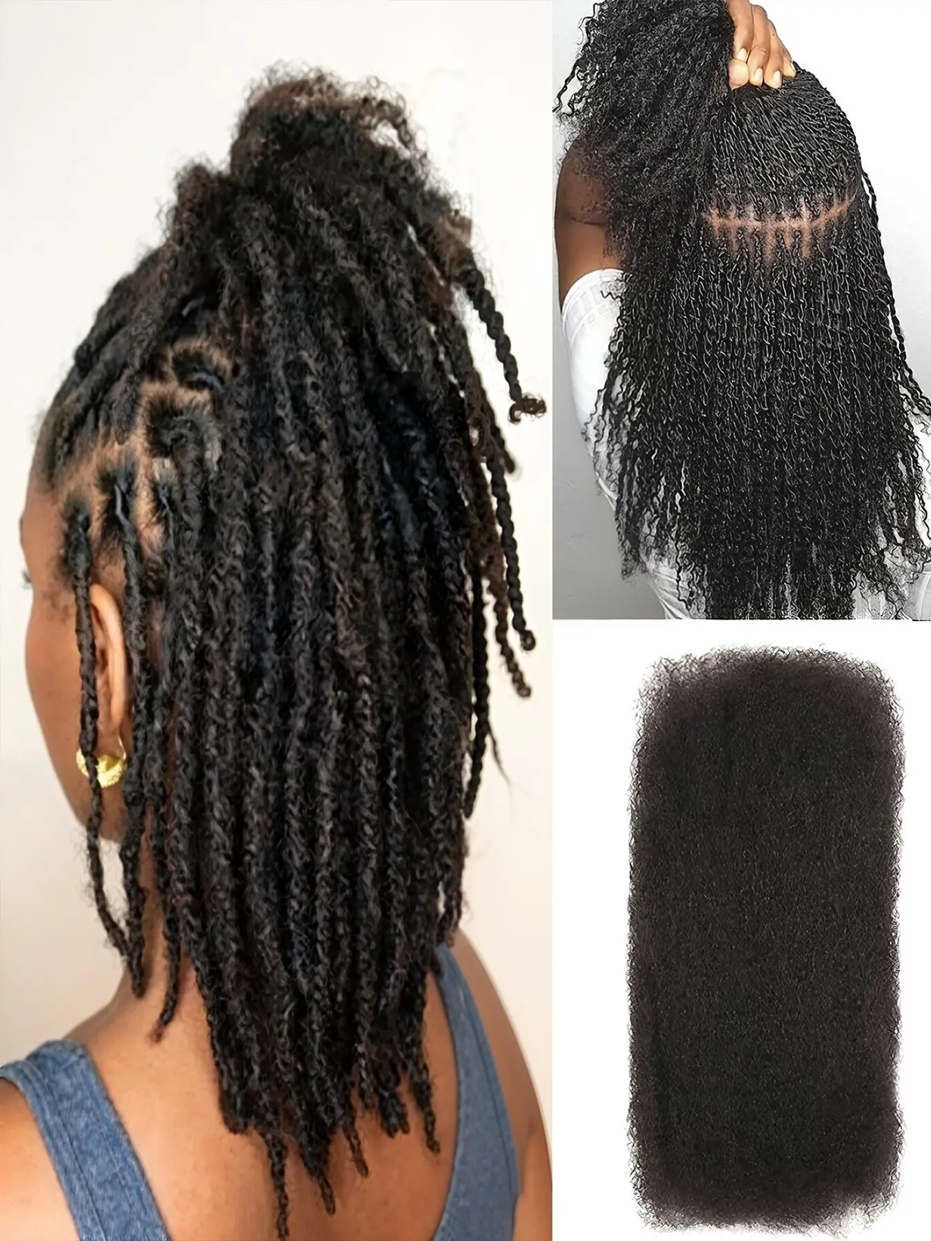 Human Hair Afro Kinky Bulk 30g Natural Color, Soft Human Bulk Hair For Braiding, Twist Micro Locs Protective Hairstyles