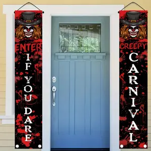 2D Flat Horror Carnival Decoration Pairs, Halloween Theme Polyester Fabric, Ideal for Festivals, Studio Props, Wall Decorations