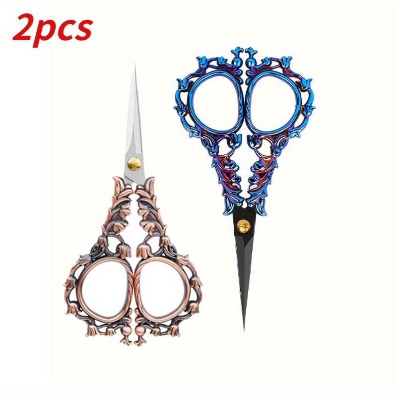 2pcs Vintage Embroidery Scissors with Sharp Stainless Steel Blades - Handcrafted Floral Design, Ideal for DIY Sewing, Quilting & Needlework Crafts