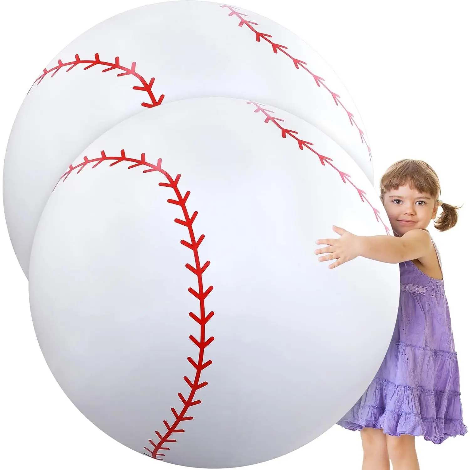 2 Pcs 27 Inch Giant Inflatable Baseball Large Inflatable Balls for Outdoor Activity Games Sports Events Birthday Party Decorations and Supplies
