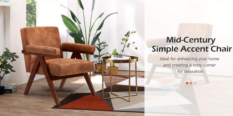 Modern Upholstered Leather Accent Chair - Armchair with Anti-slip Foot Pads, Suitable for Reception, Hosting & Bedroom Spaces, Dark Brown