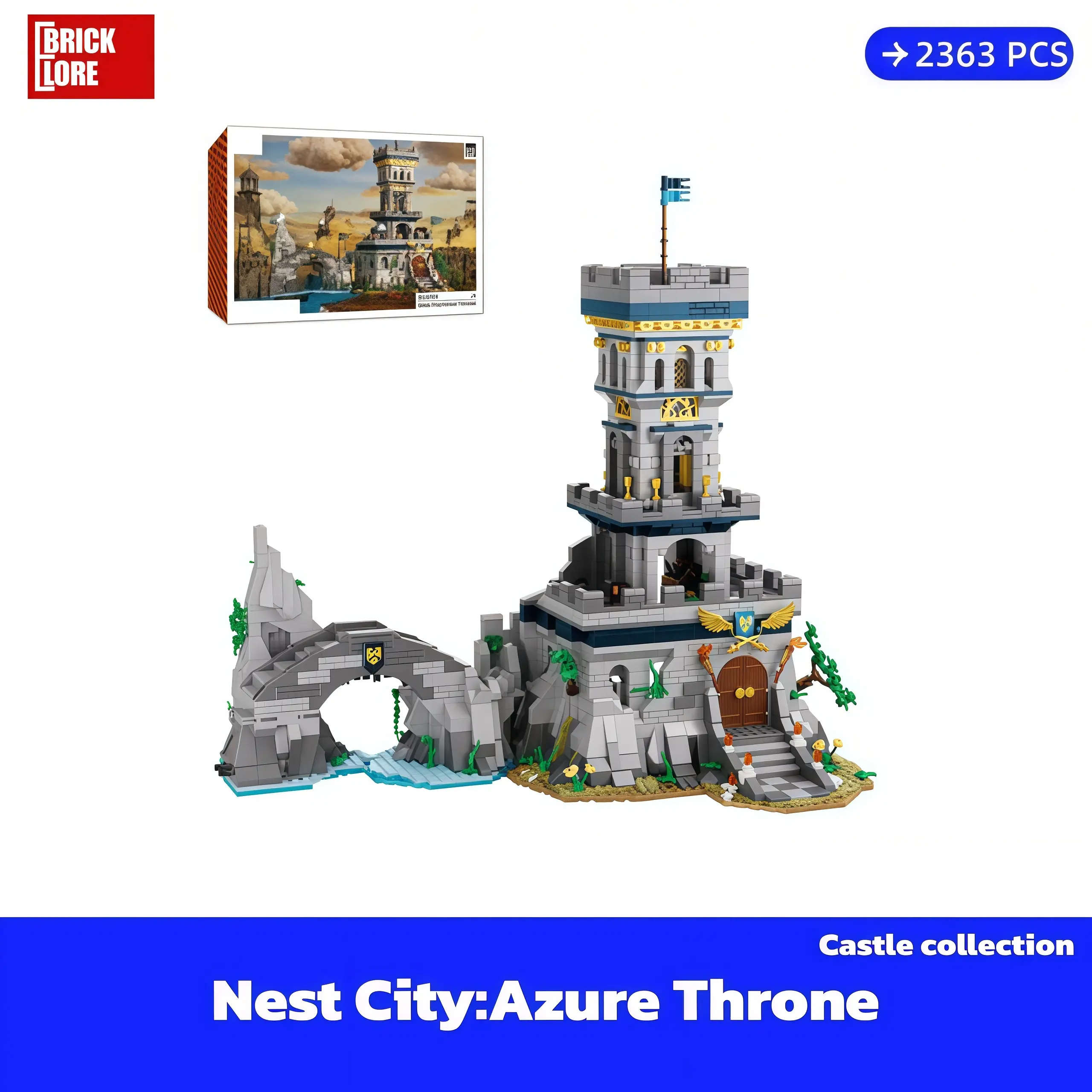 [BrickLORE](SHIP FREE) Nest City:Azure Throne Modular Buildings Castle collection 2363 Pieces With GIFT box