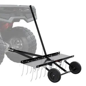 Tow Behind Dethatcher For Lawn Care, 40-Inch Dethatcher With 20 Spring Steel Tines, Lawn Dethatcher Rake For ATV Or Mower, Tow-Behind Lawn Rake With Lift Handle, Suitable For Garden Farm Grass Thatch Removal