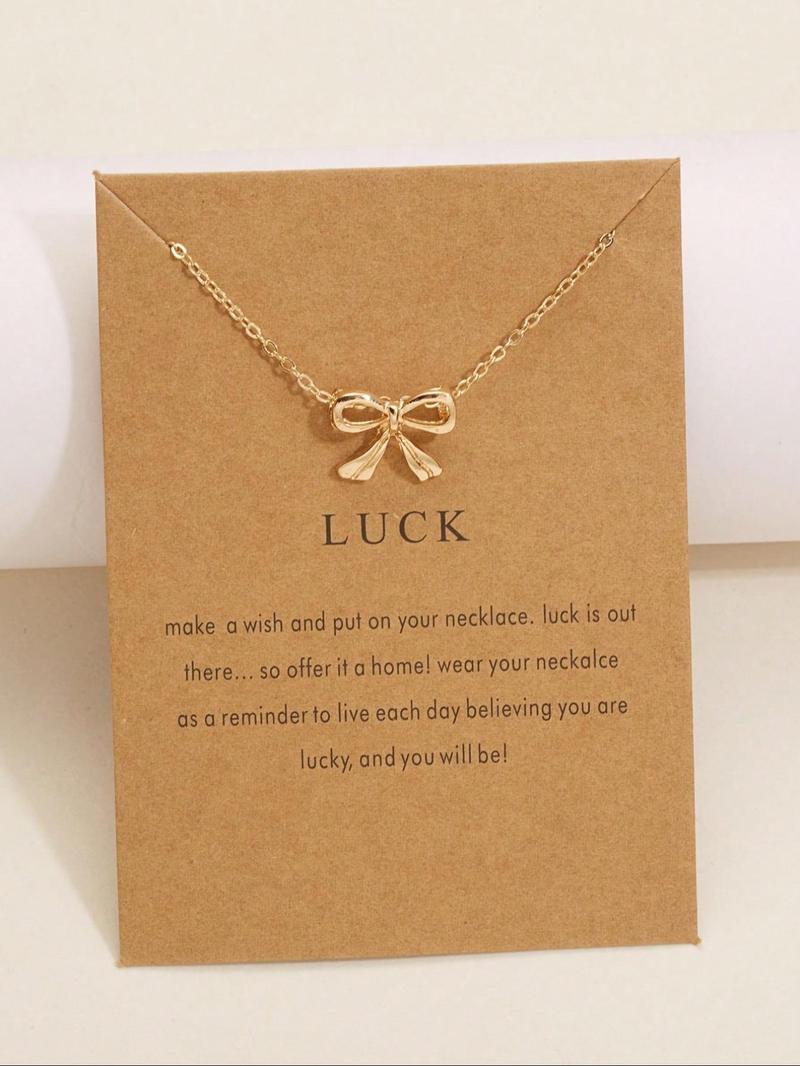 Women's Elegant Bowknot Design Pendant Necklace, Dainty Necklace, Minimalist Trendy Pendant Necklace, Minimalist Chain Necklace, Chic Vintage Jewelry As Gift for Girlfriend