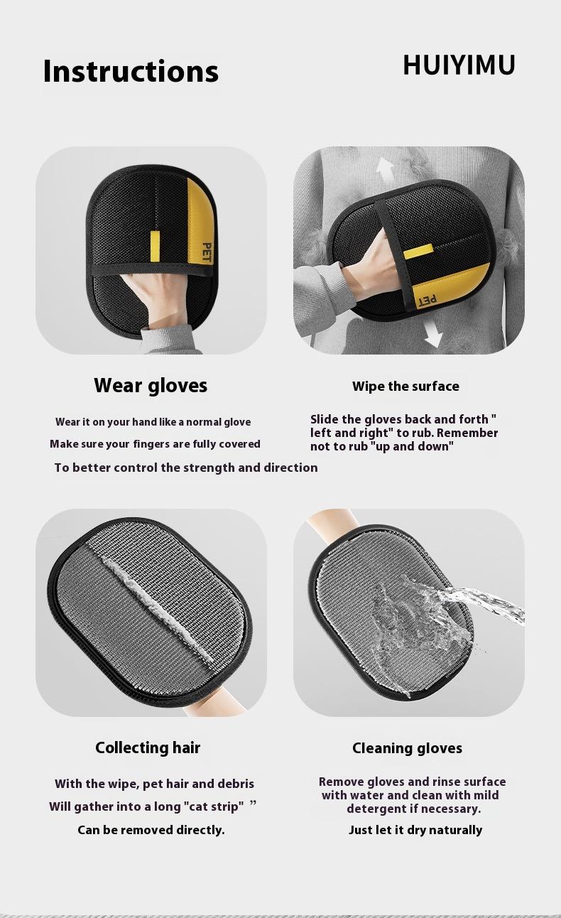 HUIYIMU Cat Hair Cleaner Electrostatic Adsorption Velvet Breathable Mesh Gloves for Efficient Hair Removal and Adsorption