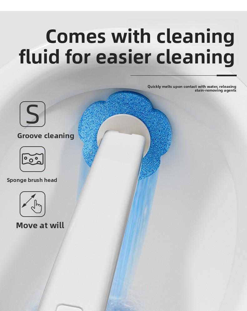 Large-capacity Disposable Toilet Brush Household Toilet Brush Set for Bathroom, Long Handle, Dead-Corner-Free Soft Bristles