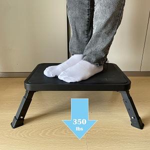 3 Levels Adjustable Folding Step Stool,Foldable RV Step Stool,Safer Metal Stepping Stool for Adults and Seniors,Sturdy and Stable,350 Ibs Capacity,for Bedroom,Kitchen,Office,SUV and More Use