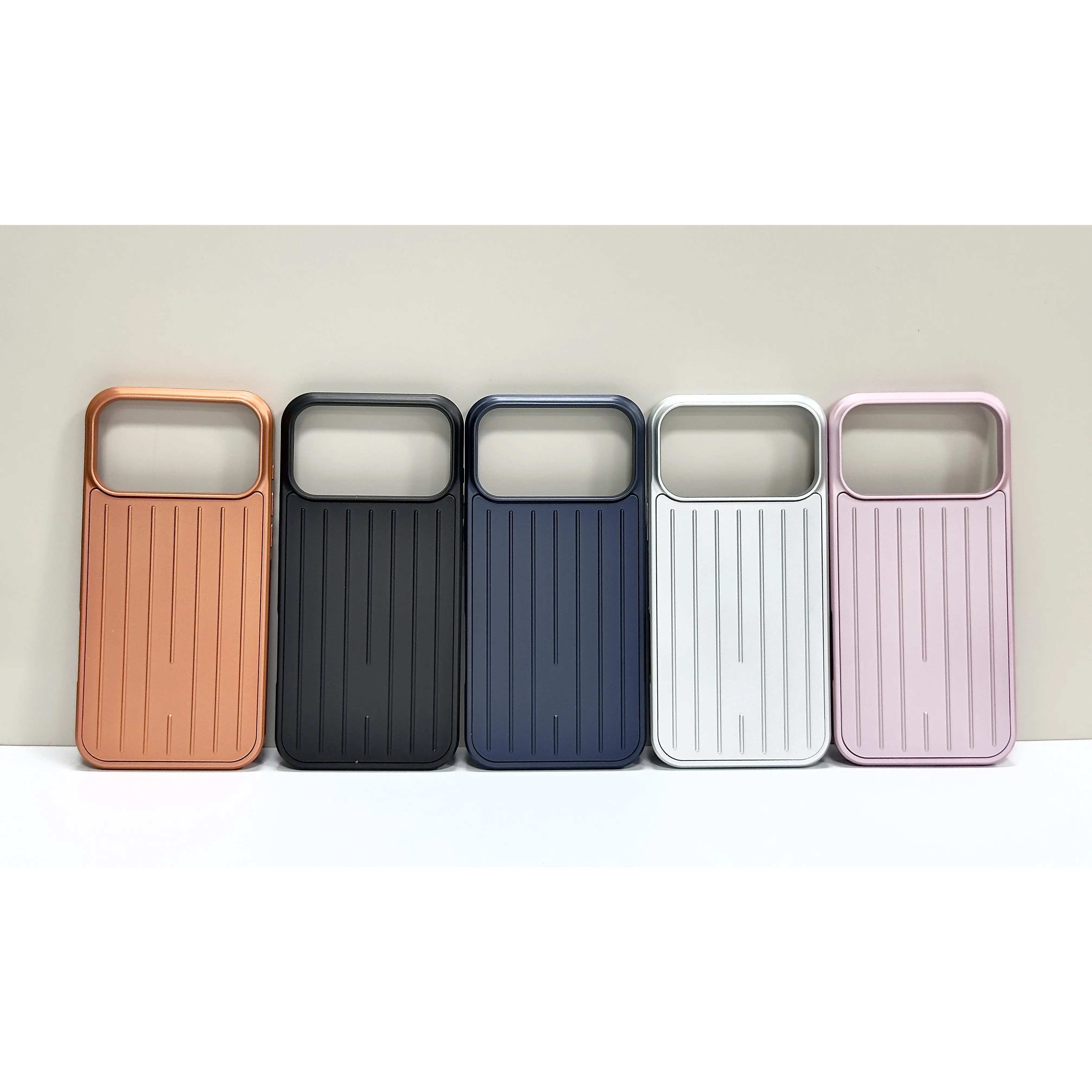 Aluminum Alloy Cellphone Casing - All-Inclusive Vertical Lines Design, Protective Durable Cover, Ideal Gift for Multiple iPhone Models (16 Pro Max,15,14), Essential Mobile Accessory by summerwins, Back to School, Handheld