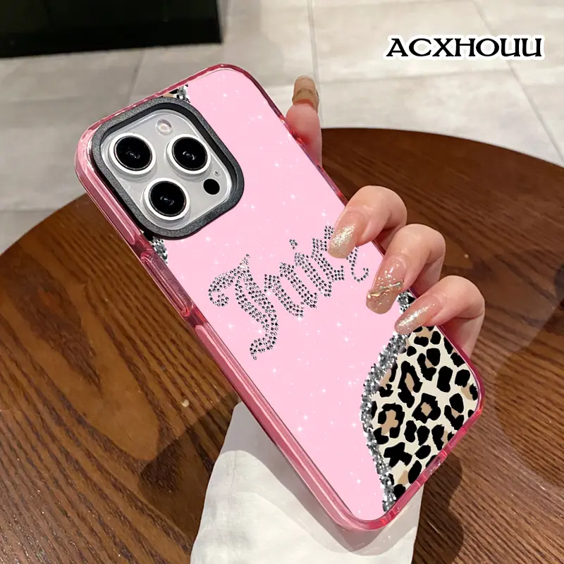 TPU-Polycarbonate Hybrid Protective Casing for iPhone 17/16 Pro Max/15 Plus/14/13/12/11 - Candy Pink Leopard Gummy Guard, Translucent Colorful Soft Cover, Drop Protection, Cushioned Shockproof Bumper, Slim Fit Cellphone Accessory Gift for Women