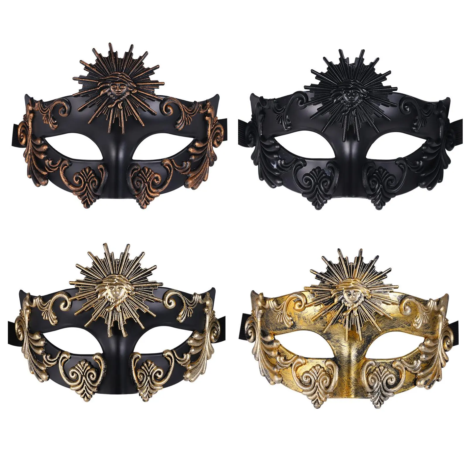 Men's Classic Venetian Roman Style Masquerade Mask - Adjustable Lightweight Plastic Accessory for Halloween, Carnival & Wedding, Accessories, Elegant Face Covering Masks & Accessories