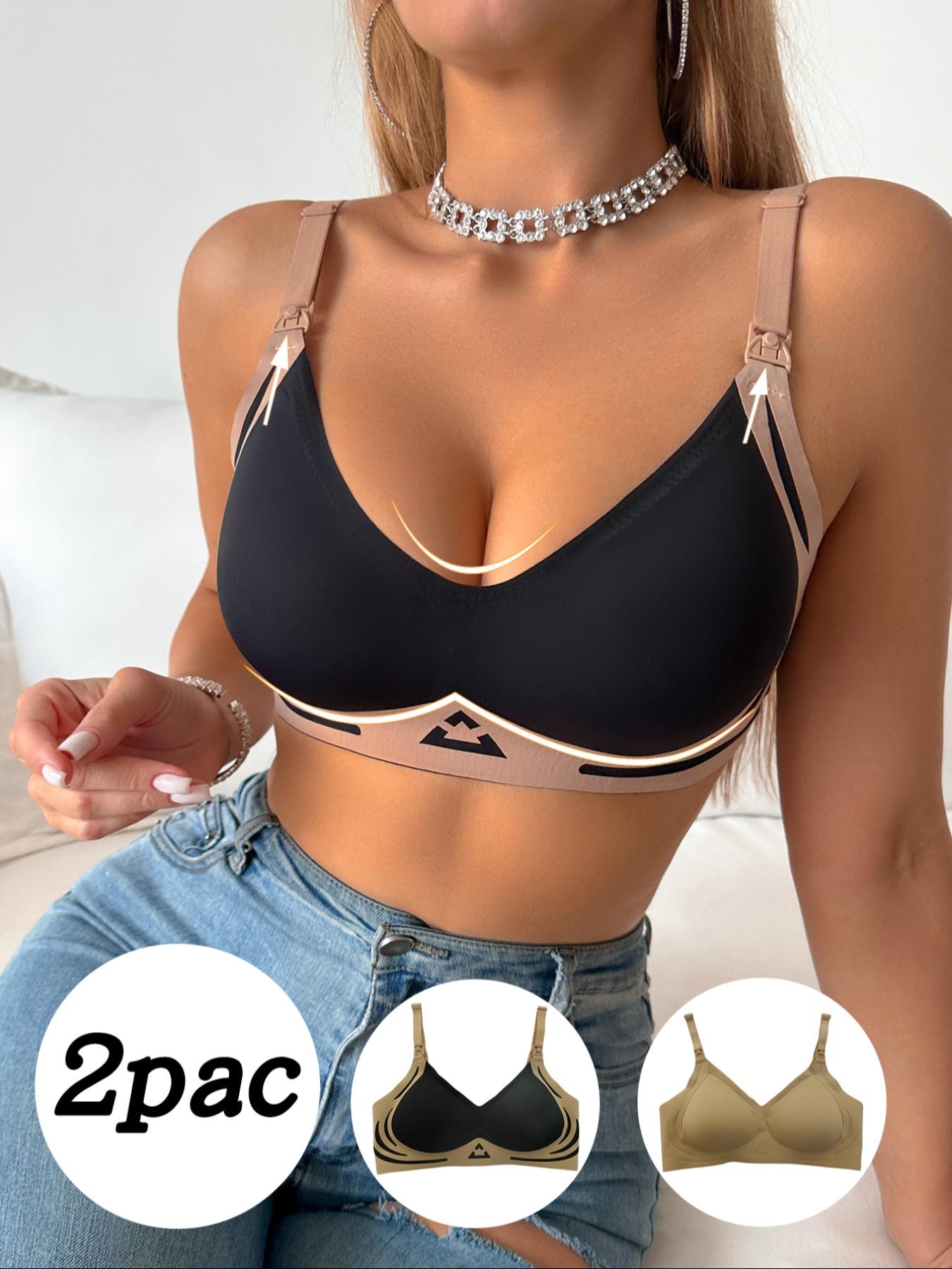 2 Pack Nursing Bras, Seamless Design for Ultimate Comfort, No Underwire Support, Soft Breathable Fabric, Ideal for Breastfeeding Moms, Maternity Supplies, Pregnancy Maternity Bra