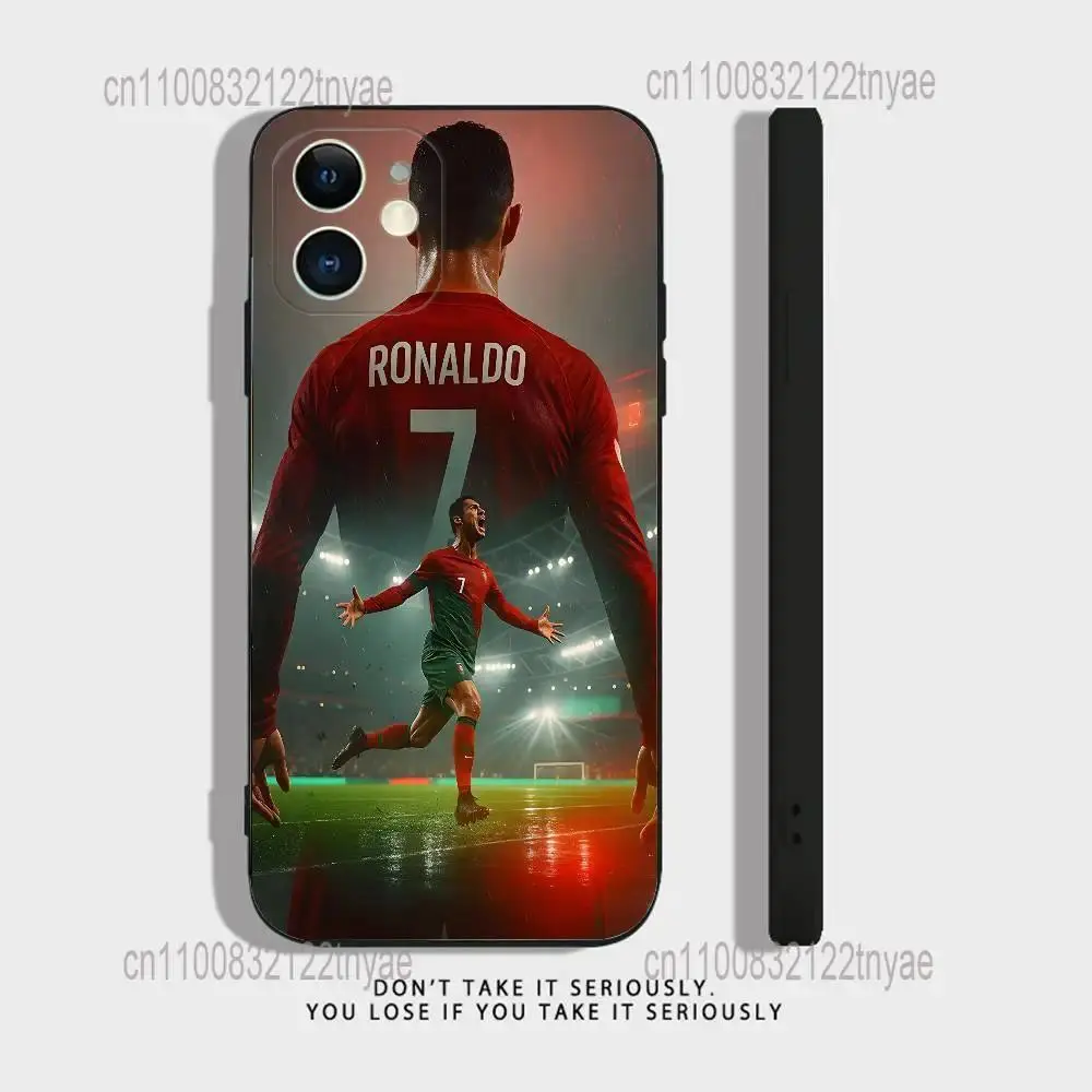 CR7 Ronaldo 7 Football-Themed Soft TPU Phone Case for iPhone Series (17,16,15,14,13,12,11,Pro,X,XS,Max,XR,Plus,Mini) - Black, Anti-Drop, Shockproof, Colorful Animal Personalized Protection Mobile Accessories