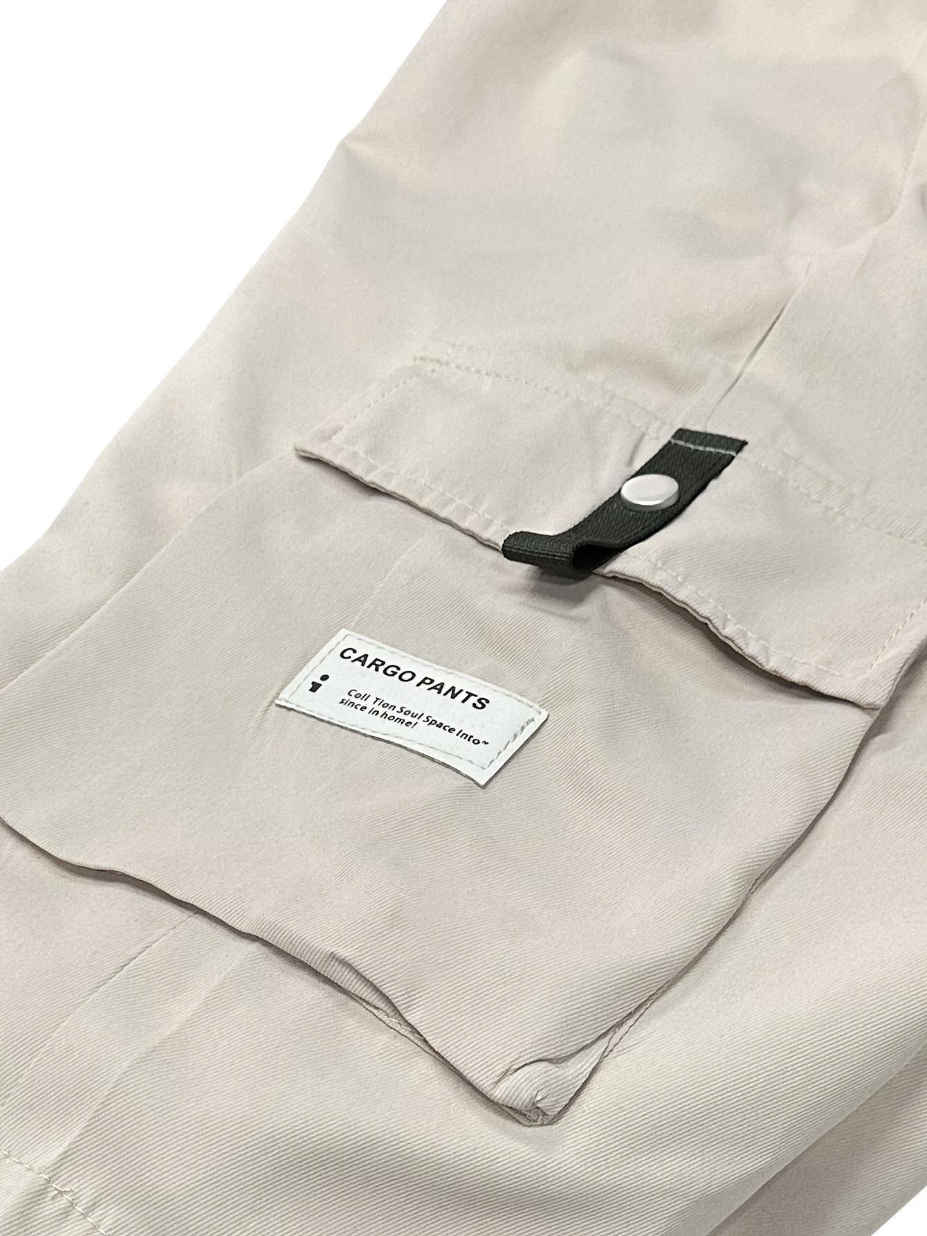 Men's Summer Casual Cargo Shorts - Elastic Drawstring Waist, Multiple Pockets & Letter Patch Design, Regular Fit Mid-Rise Non-Stretch Fabric for Daily Wear & Leisure Activities, Nontransparent Fabric