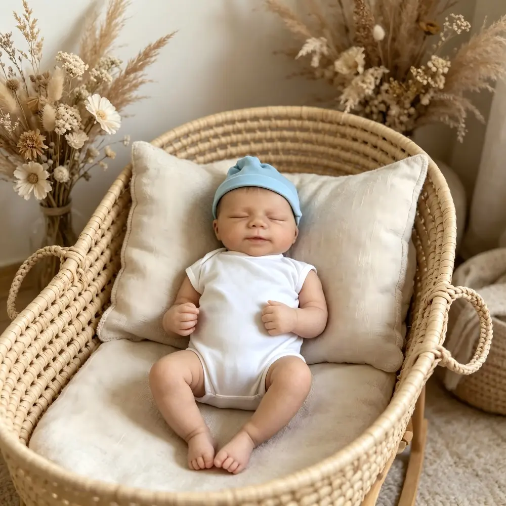 Realistic Reborn Baby Doll, 18-Inch Newborn Sleeping Pose, Soft Vinyl Material, Ideal Birthday Gift for Kids Aged 3+