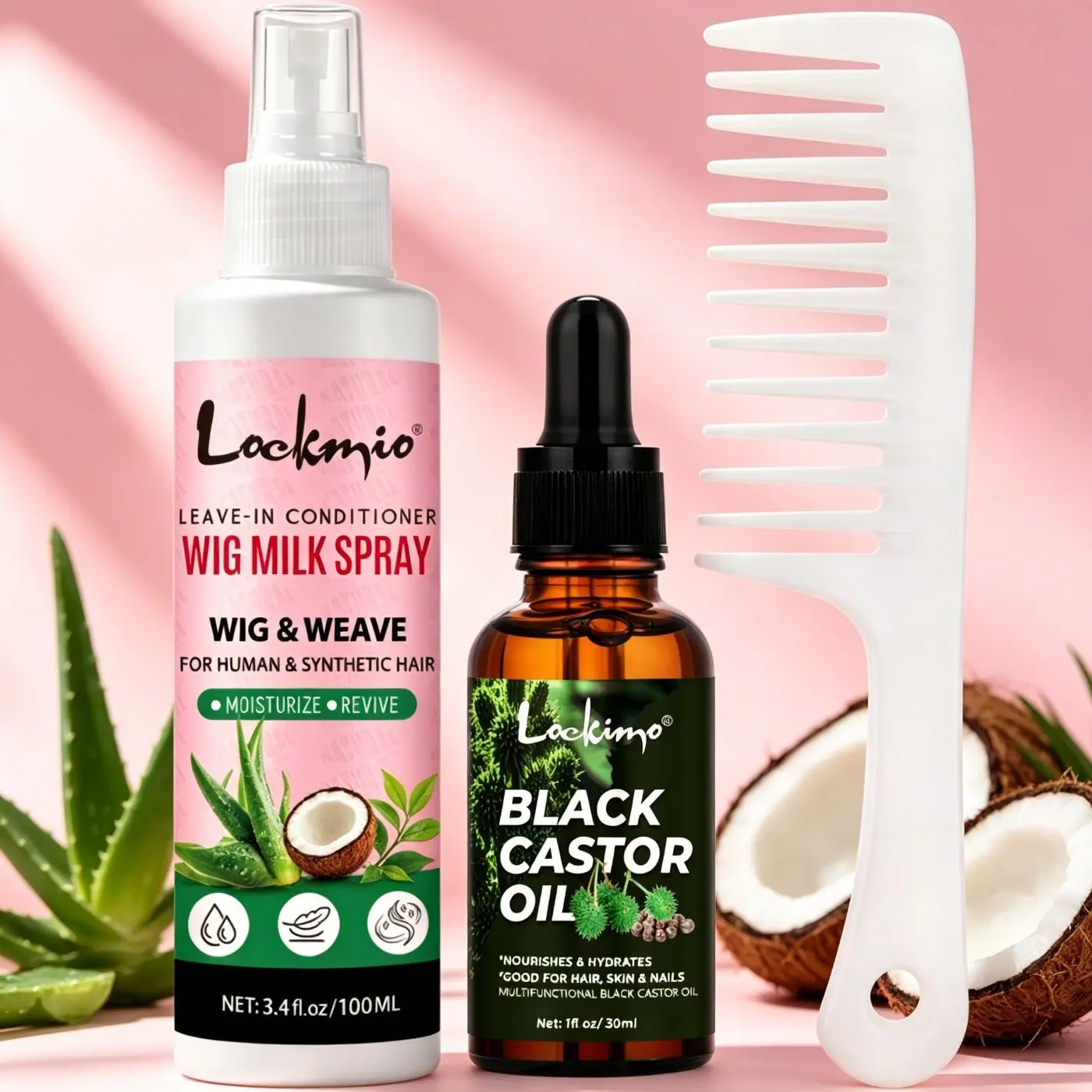 3pcs Hair Milk Spray Set, No Rinse Conditioner, Smooths & Adds Shine, Castor Oil, Multi-Use, Scalp Care, Wide-Tooth Comb Included, Hair Moisturizing Treatment