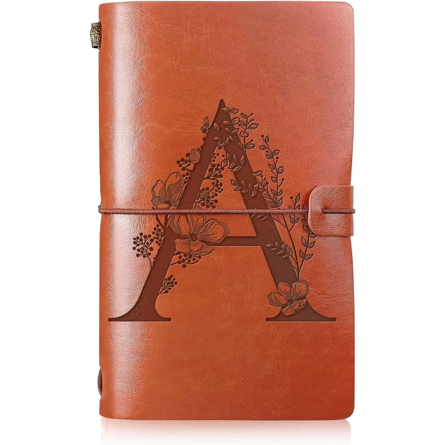 Initial Leather Travel Journal Monogrammed Notebook Personalized | Appreciation Gifts Refillable Diary Writing Notepad for Women Graduation Birthday Christmas(A)